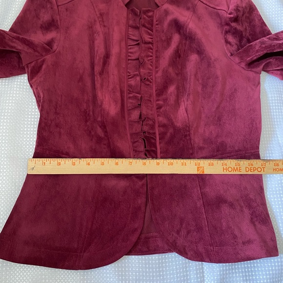 db( Dressbarn) Womens Blazer Jacket Maroon Hook Closure Soft Fit/Flare, M - Picture 8 of 16